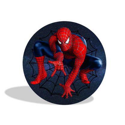 Spider-man birthday party decoration round circle backdrop cover plinth cylinder pedestal cover
