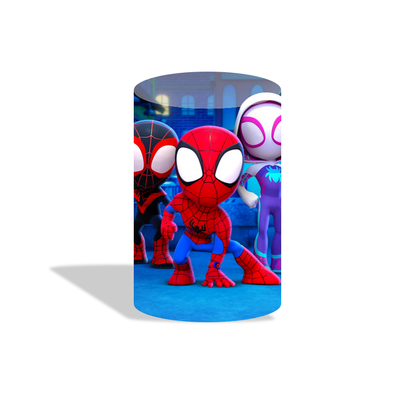 Spiderman birthday party decoration round circle backdrop cover plinth cylinder pedestal cover