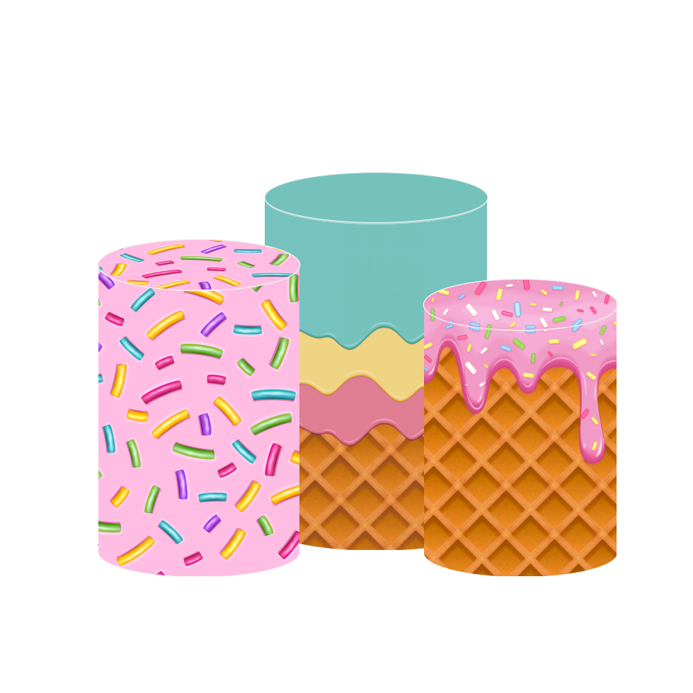 Sprinkle donut candy birthday baby shower party decoration round circle backdrop cover plinth cylinder pedestal cover