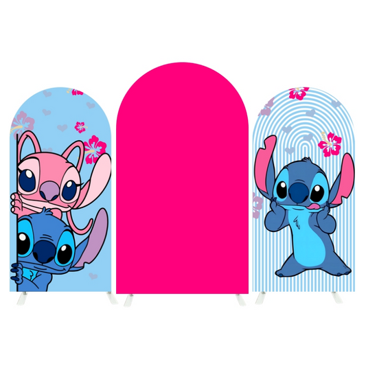 Stitch Theme Happy Birthday Party Arch Backdrop Wall Cloth Cover