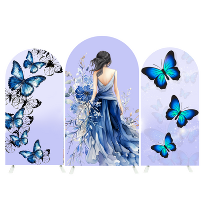 Sweet 15th 16th 18th Purple Butterfly Princess Girl Birthday Party Background Arch Backdrop Wall Cloth Cover