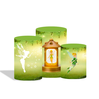 Tinker bell theme birthday party decoration round circle backdrop cover plinth cylinder pedestal cover