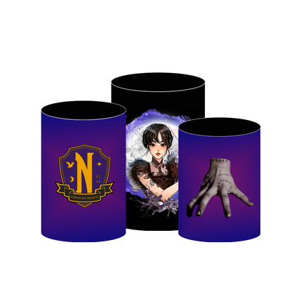 Wednesday birthday party decoration round circle backdrop cover plinth cylinder pedestal cloth cover