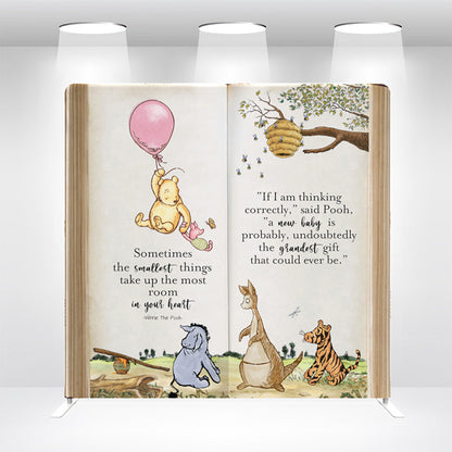 Winnie The Pooh  Pillow Case Photo Booth Straight Backdrop Wall Cover With Stand For Birthday Party Photography Photo Shoot Studio Props