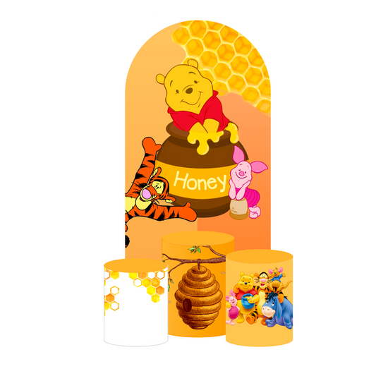 Winnie the poor birthday party decoration arch backdrop cover plinth cylinder pedestal cover